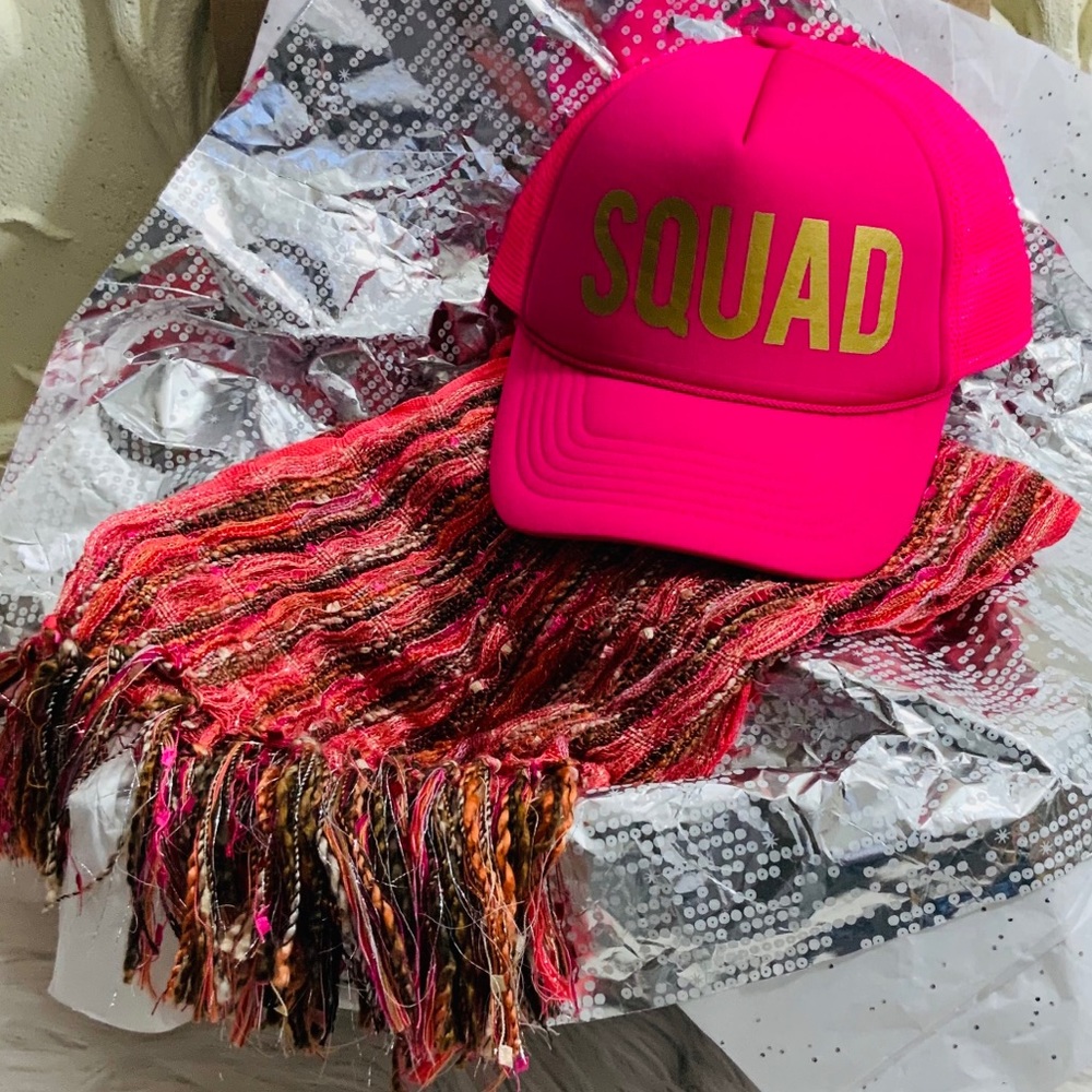 Hot Pink Scarf & Snap Back Bundle Gift Set